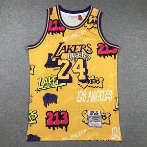 Kobe Bryant #24 Lakers Hardwood Classics Graffiti Sketch Jersey